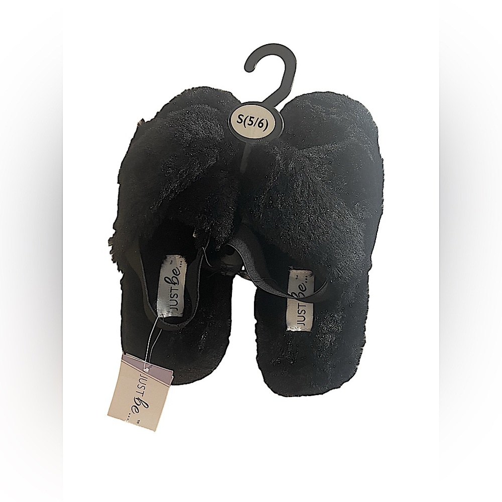 New With Tags Just Be Plush Black Slippers *make offers*